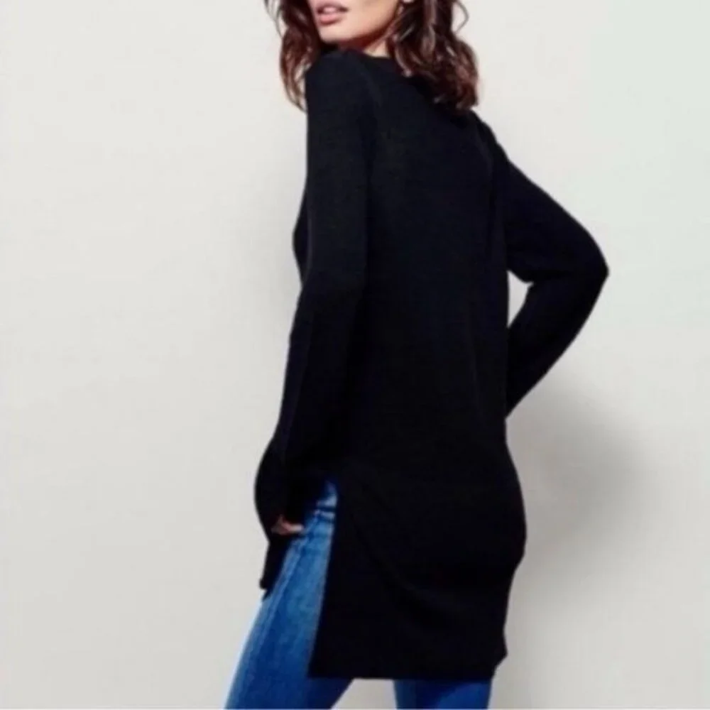 Free People Black Crisscross L/S Sweater Dress Tunic | Boho Twilightcore Casual - Picture 7 of 11